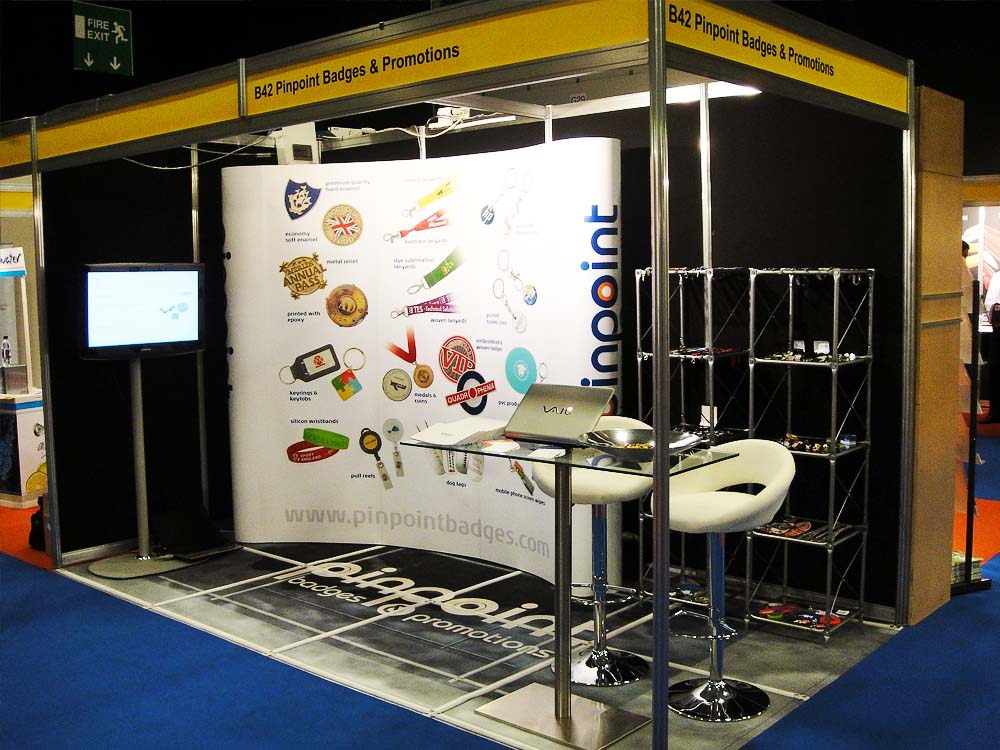 Exhibition stand with branded floormat